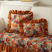 美式客厅沙发装饰抱枕植物花卉卧室床上靠枕木耳边飘窗抱枕可拆洗