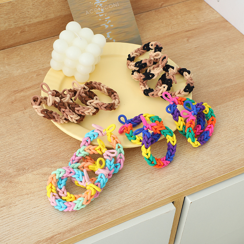korean style simple hand-woven cute princess twist head rope high elastic rubber band hair rope hair accessories in stock wholesale