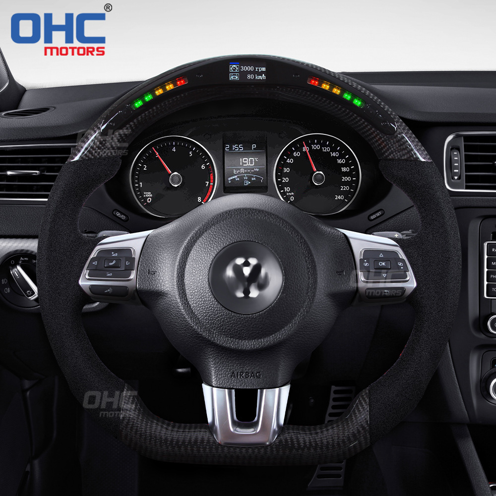 适用于大众高尔夫6代gti mk6 led碳纤维方向盘改装帕萨特cc r系