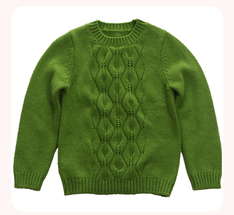 新款秋冬童装山羊绒衫圆领可爱风儿童毛衣男童女童纯色韩版套头衫