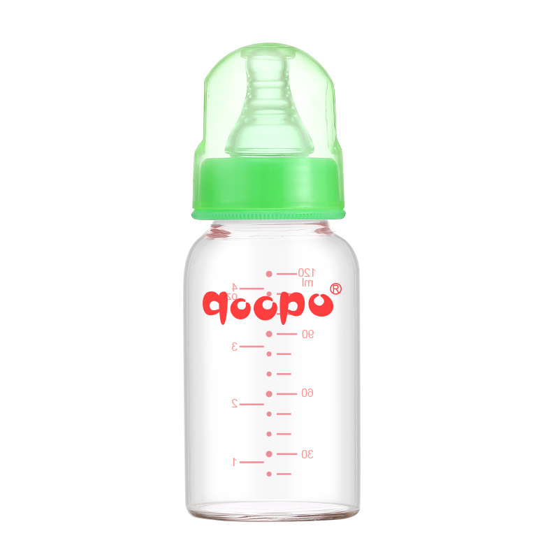 Newborn Baby Glass Bottle 60ml Mini Drinking Water Drop-Resistant Anti-Flatulence Breast Milk Silicone Nipple Juice Small Feeding Bottle