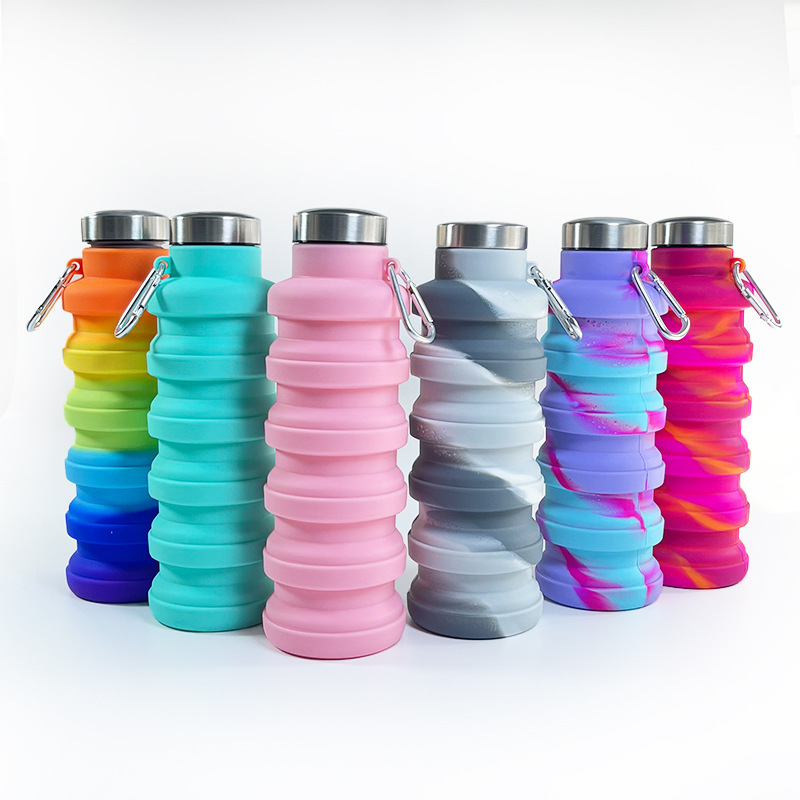 silicone foldable sports cup male and female portable telescopic cup outdoor travel drop-resistant children‘s kettle