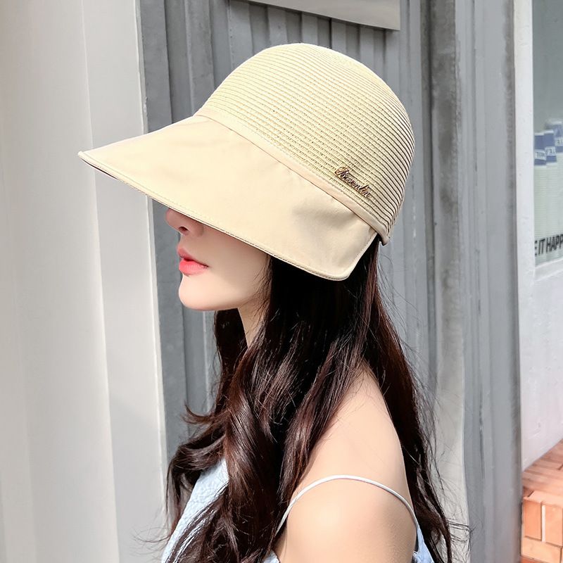 Sun Hat Female Summer Uv Protection Face Cover Sun-Proof Hat Duck Tongue Big Brim Foldable Ponytail Beach Sun Hat