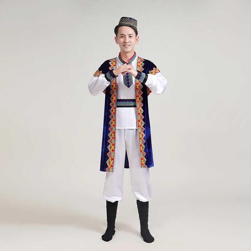 新款男士新疆舞演出服装 新疆维吾尔族服装 男少数民族舞蹈表演服