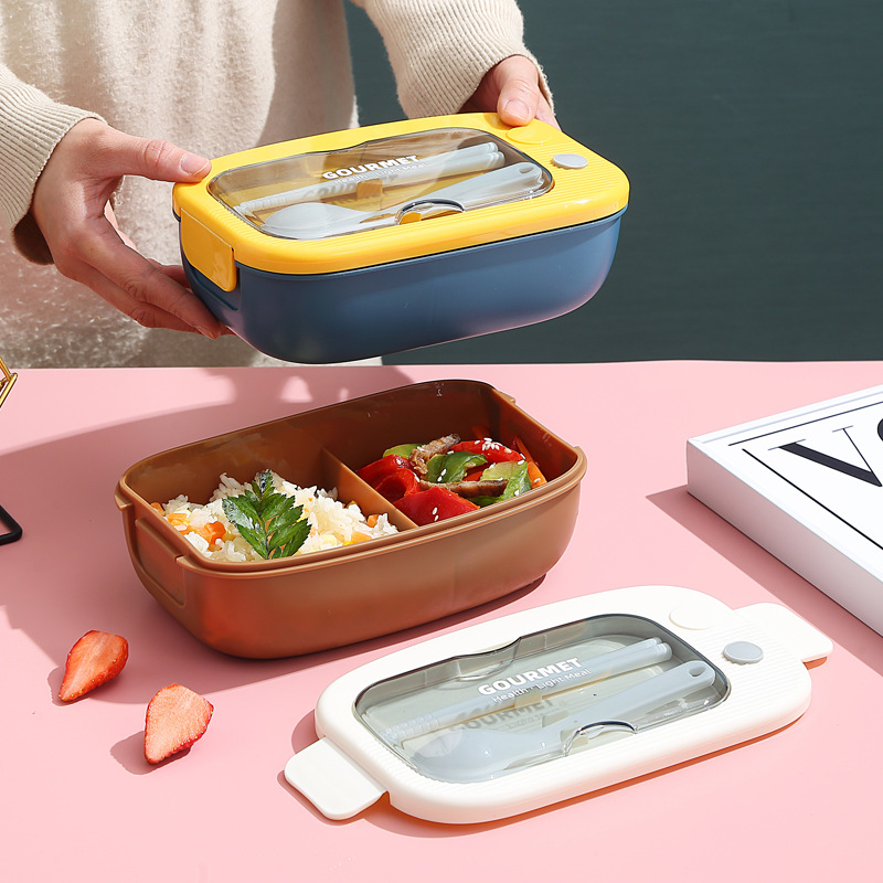 Creative Lunch Box Plastic Two Partitioned Microwave Japanese Lunch Box Lunch Box Lunch Box Office Worker Lunch Box