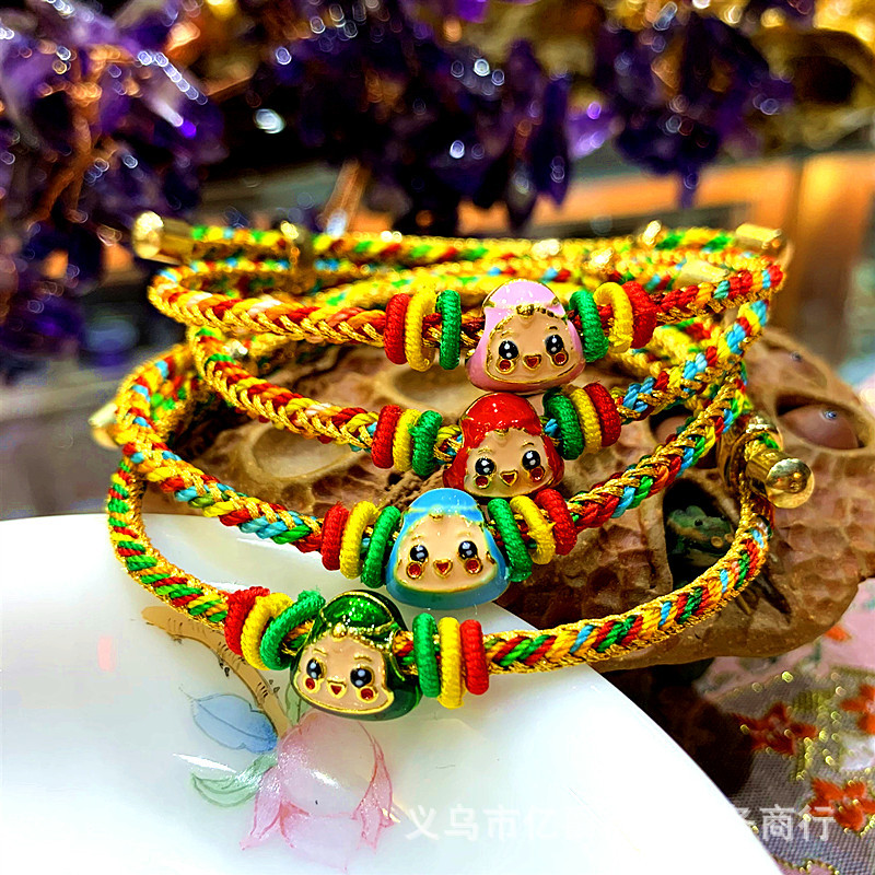 2023 New Dragon Boat Festival Colorful Rope Zongzi Sachet Bracelet Woven Wishing Rope Red Rope Hand Strap Factory Wholesale