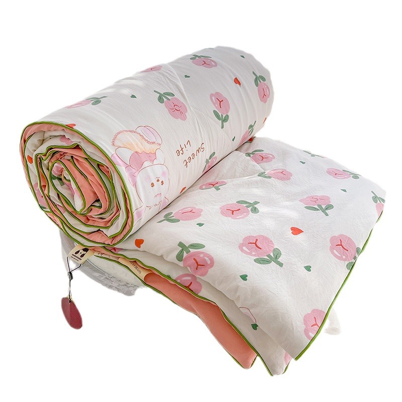 Popular Class a Small Floral Summer Quilt Washed Cotton Double-Layer Yarn Summer Quilt Single Double Thin Quilt Air Conditioning Quilt Gift Quilt