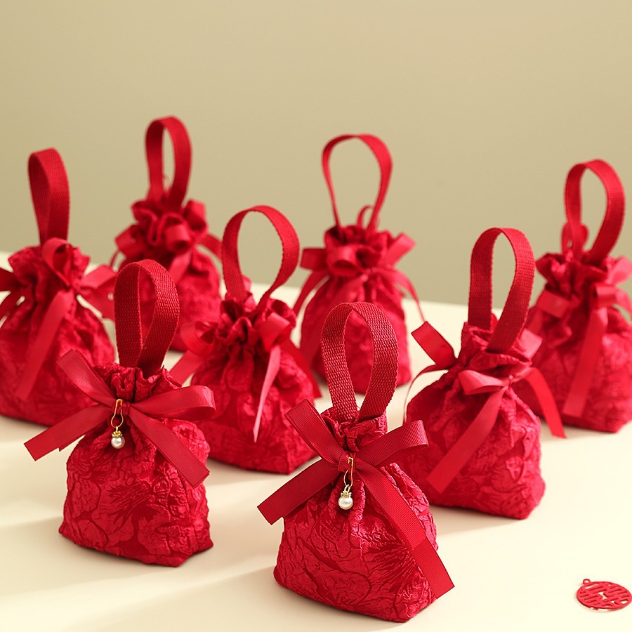 2023新款ins手提式喜糖袋子结婚订婚糖果盒婚礼喜糖布袋伴手礼盒