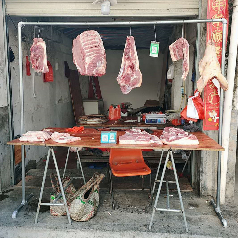 水管晾晒凉腊肉的羊挂鸭肉腊肠鱼干卖猪肉家商用折叠钩架子加货架