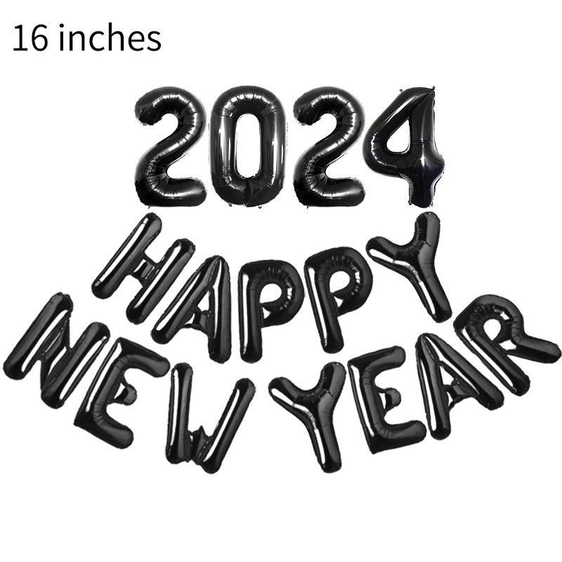 2024 Happy New Year Letter Aluminum Balloon 16-Inch HappyNewYear New Year Party Scene Decoration Balloon