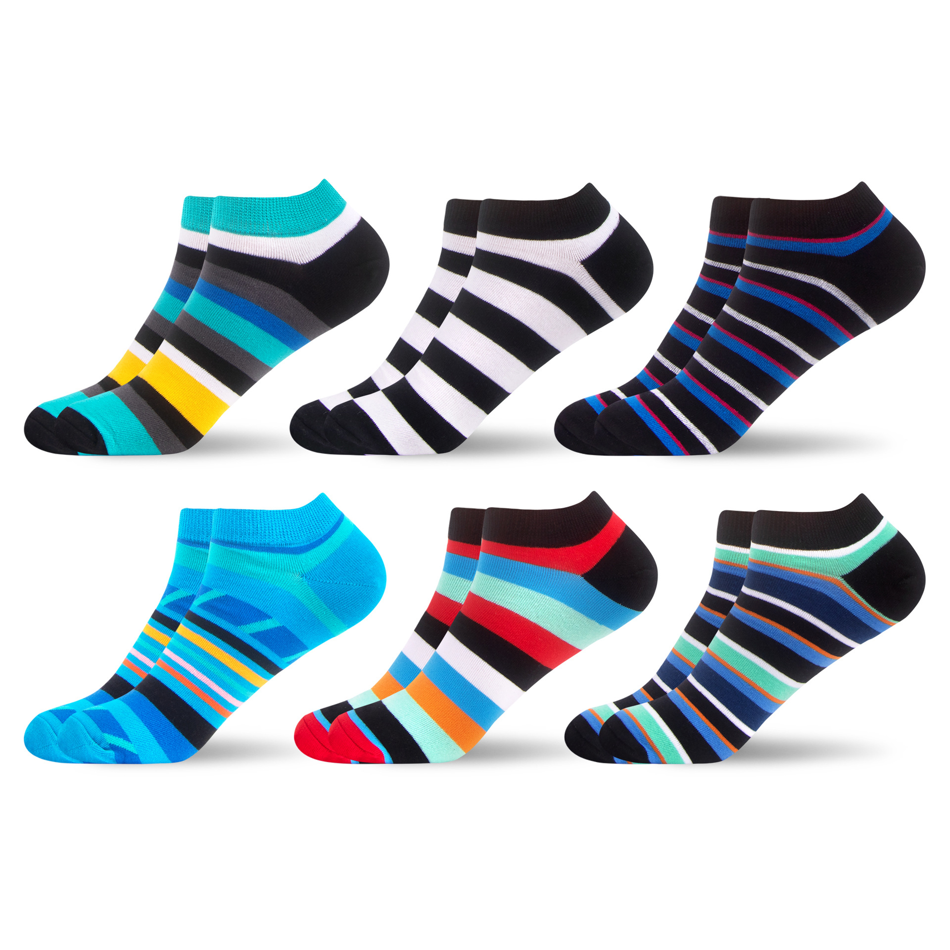 批发现货男士短袜条纹船袜男袜子棉袜彩色外贸亚马逊专供跨境