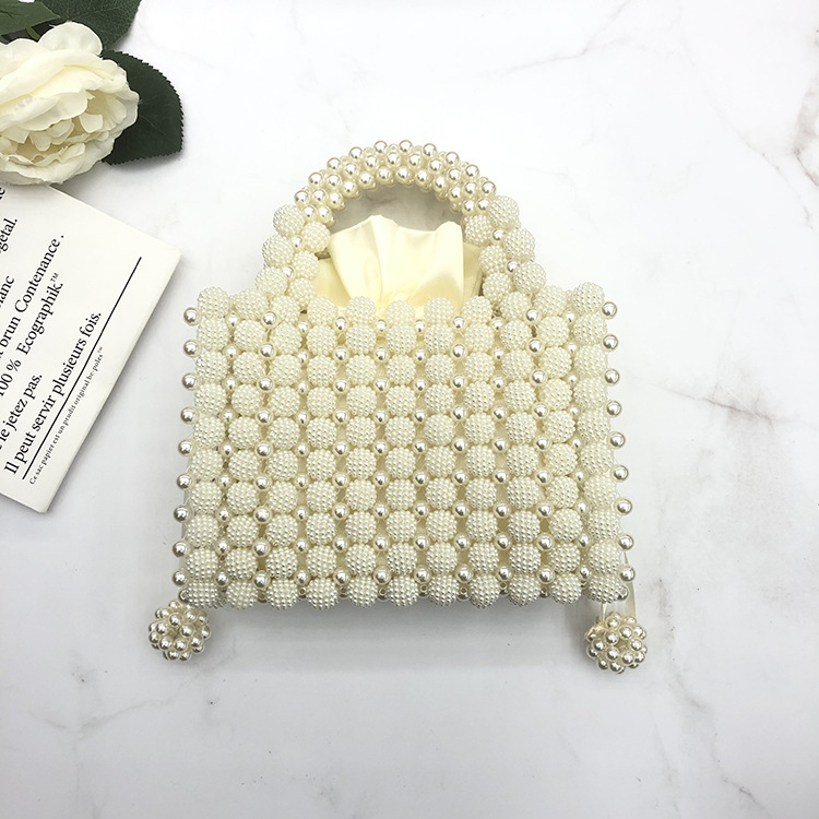 Spring and Summer New Waxberry Beads Pearl Bag Hand-Woven Bag Socialite Western Style Handbag Female French Style Beads Bag Retro