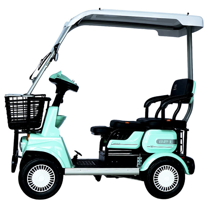 小巴士休闲代步老人助力接送孩子电动四轮车家用双人带棚电瓶小车