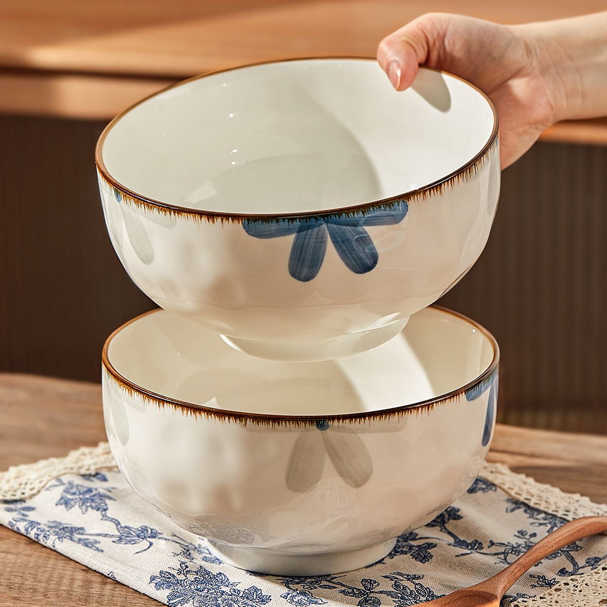 ceramic soup bowl large household large bowl noodle bowl 8-inch noodle bowl instant noodle bowl japanese style