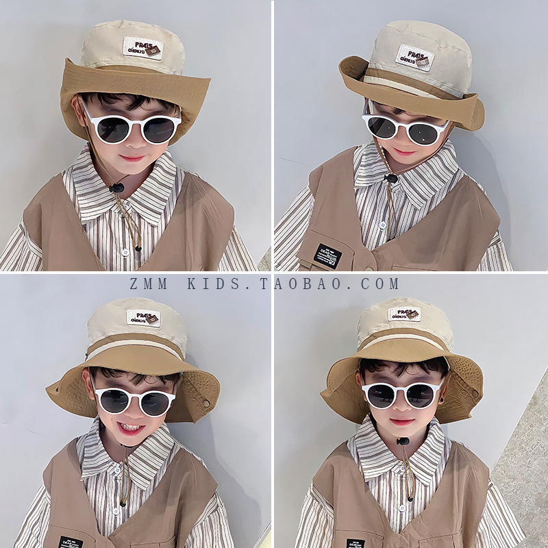 儿童西部牛仔帽子渔夫户外登山夏款防晒遮阳太阳夏季大男孩宝速干