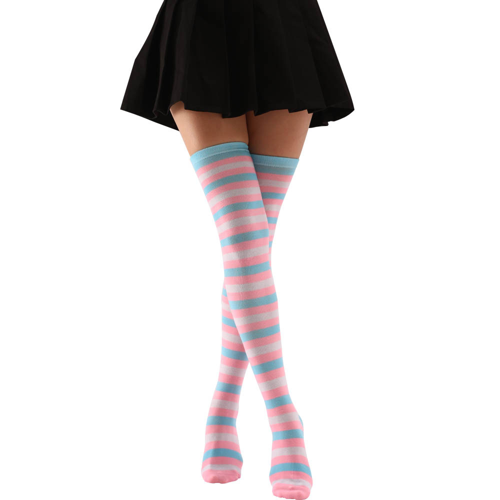 Colorful Strip Color over the Knee Stockings Warm-Keeping and Cold-Proof Dance Cosplay Halloween Role Play Hold-Ups