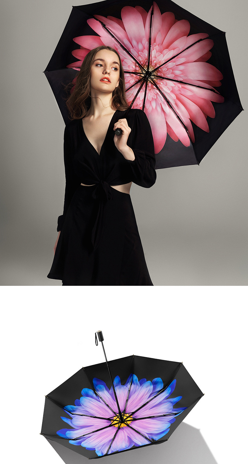 bananaunder焦蕉下琉璃小黑伞双层防晒遮阳伞太阳防紫外线晴雨伞