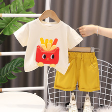 男童夏装套装2023年儿童短袖短裤薯条卡通韩版两件套潮1-5岁儿童