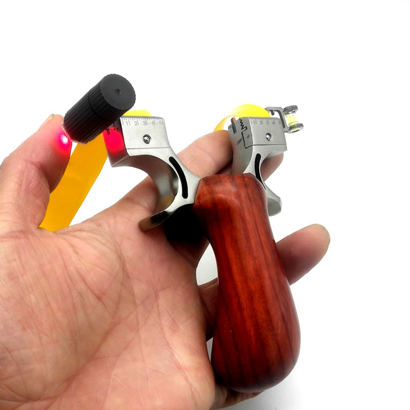 追龙弹弓红外线激光线切割扁皮筋弹弓实木手柄弹射器射击追龙弹弓