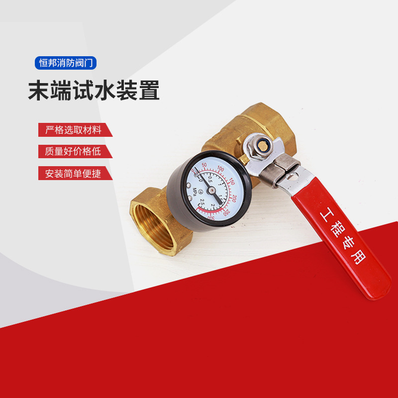末端试水装置消防设施末端试水接头dn25喷淋末端试水阀消防水压表