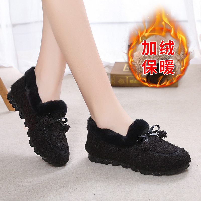 2018 Winter plus Velvet Doug Warm Cotton Shoes Old Beijing Cloth Shoes Female Leisure Student Soft Bottom Walking Wholesale