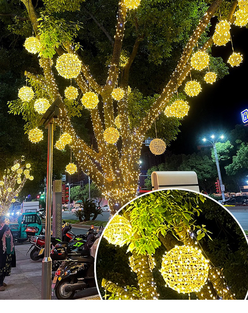 led藤球灯户外圆球灯景观挂树球灯户外防水节日工程亮化装饰灯串