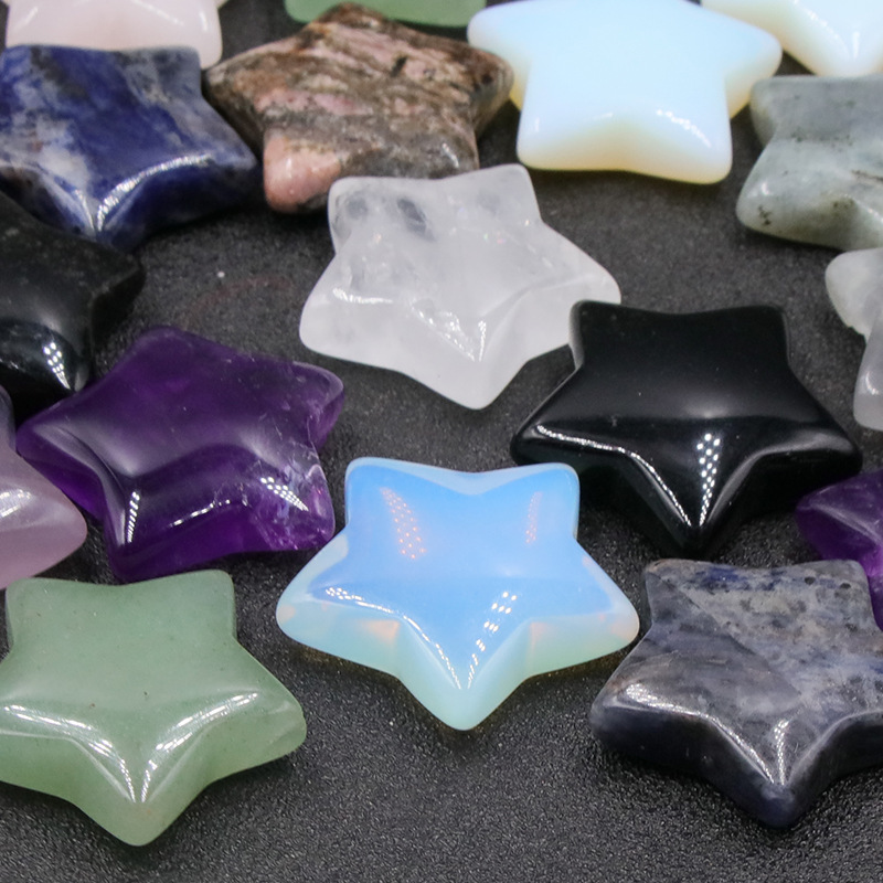 little star 小星星摆件30mm水晶石头五角星 半宝石小摆件淘矿石