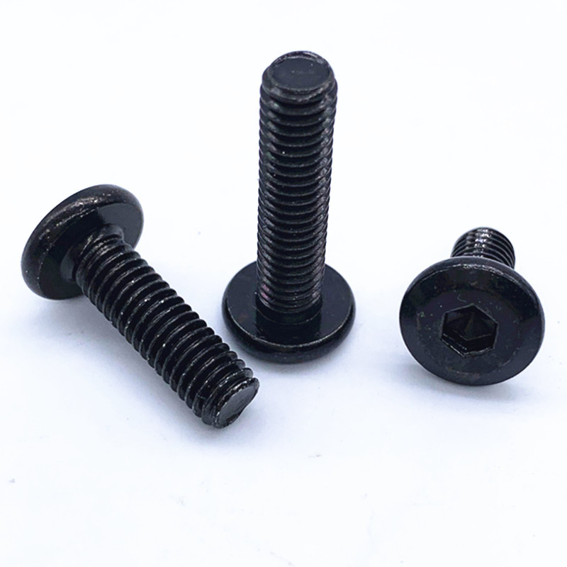 镀黑锌平头倒边内六角螺圆头螺杆家具黑色螺钉家具螺丝m3m4m5m6m8