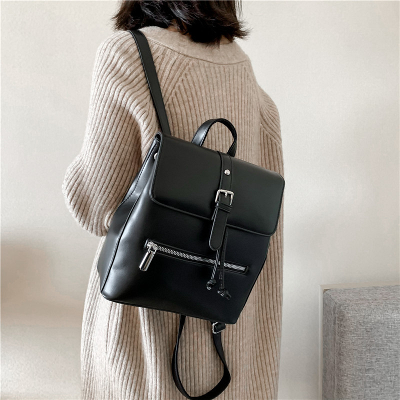 Retro Stylish Good Texture Small Backpack 2022 New Korean Style Zipper Backpack Simple Casual Travel Bag Computer Bag