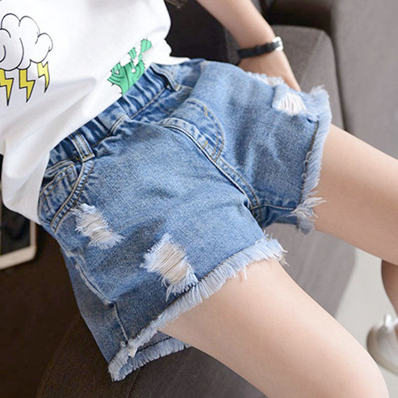 3-14岁夏季童装儿童牛仔短裤女童宝宝流苏中大童学生牛仔裤女孩子