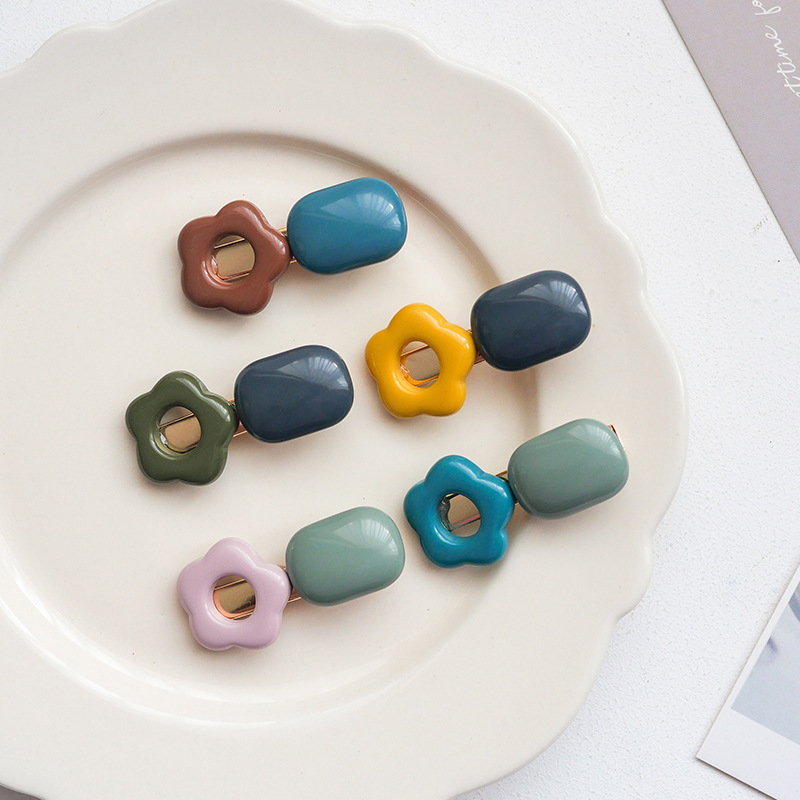 韩国网红泫雅风发夹边夹少女发饰花朵抓夹一字夹刘海夹发卡头饰品