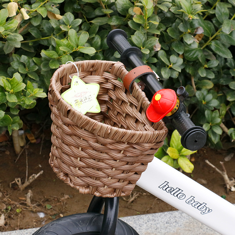 Rattan Woven Bicycle Basket Children's Bicycle Basket Bicycle Basket Car Basket Retro Universal Electric Car Woven Storage Basket Woven Bike Basket