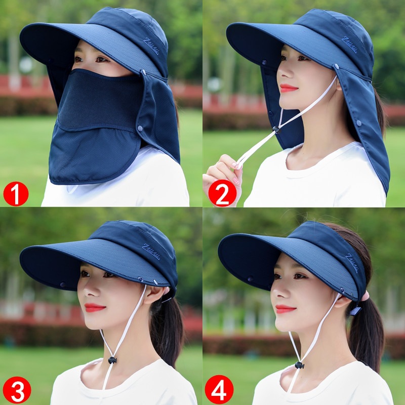 Summer Face Cover Sun-Proof Black Hat Tea Picking Hat Female Cycling Work Sun Hat Wide Brim Fashion Sun Hat Can Be Sent on Behalf