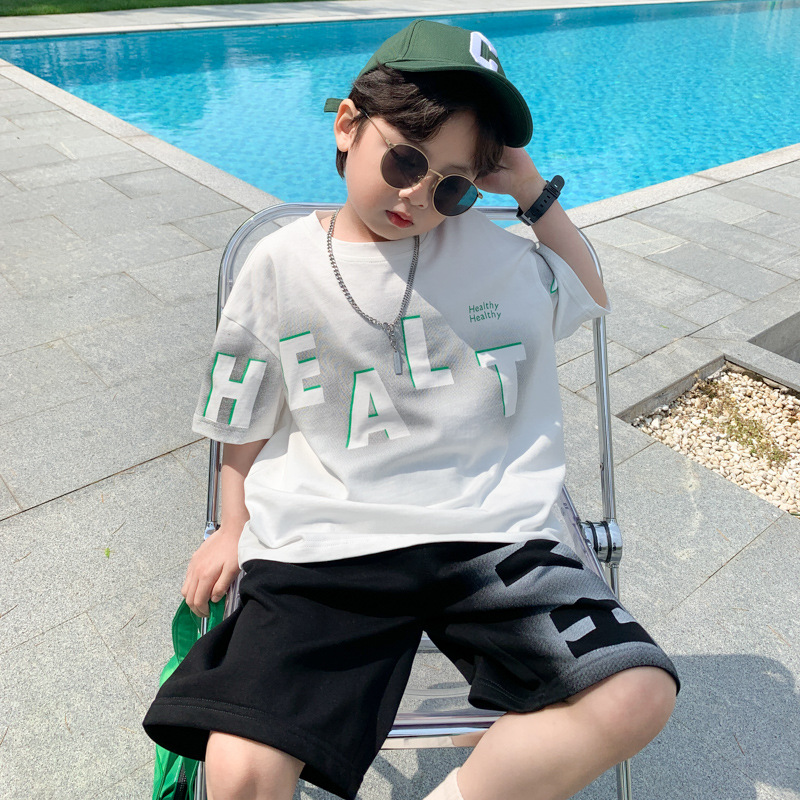 儿童装男童套装夏装2022新款洋帅气中大童男孩夏季韩版炸街痞帅潮