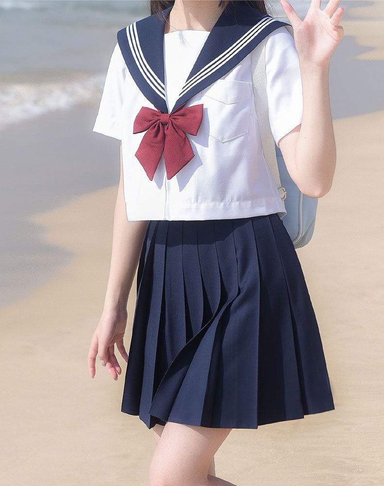 原创全黑白三本jk制服裙正版春季全套水手服学院风套装正统短裙