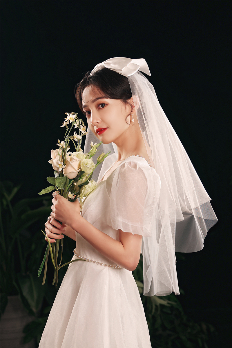 婚纱礼服结婚礼仪头纱 新娘婚庆大蝴蝶纱 写真旅拍照造型纱