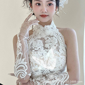 新中式旗袍套装晨拍礼服新娘晨袍女两件套白色国风敬酒服日常