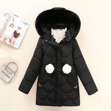 韩版冬季初中学生系带棉衣女中长款13-15岁少女棉服女孩棉袄外套