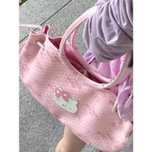 中古HelloKitty托特包可爱甜妹软皮单肩手提包女大容量外出旅行袋