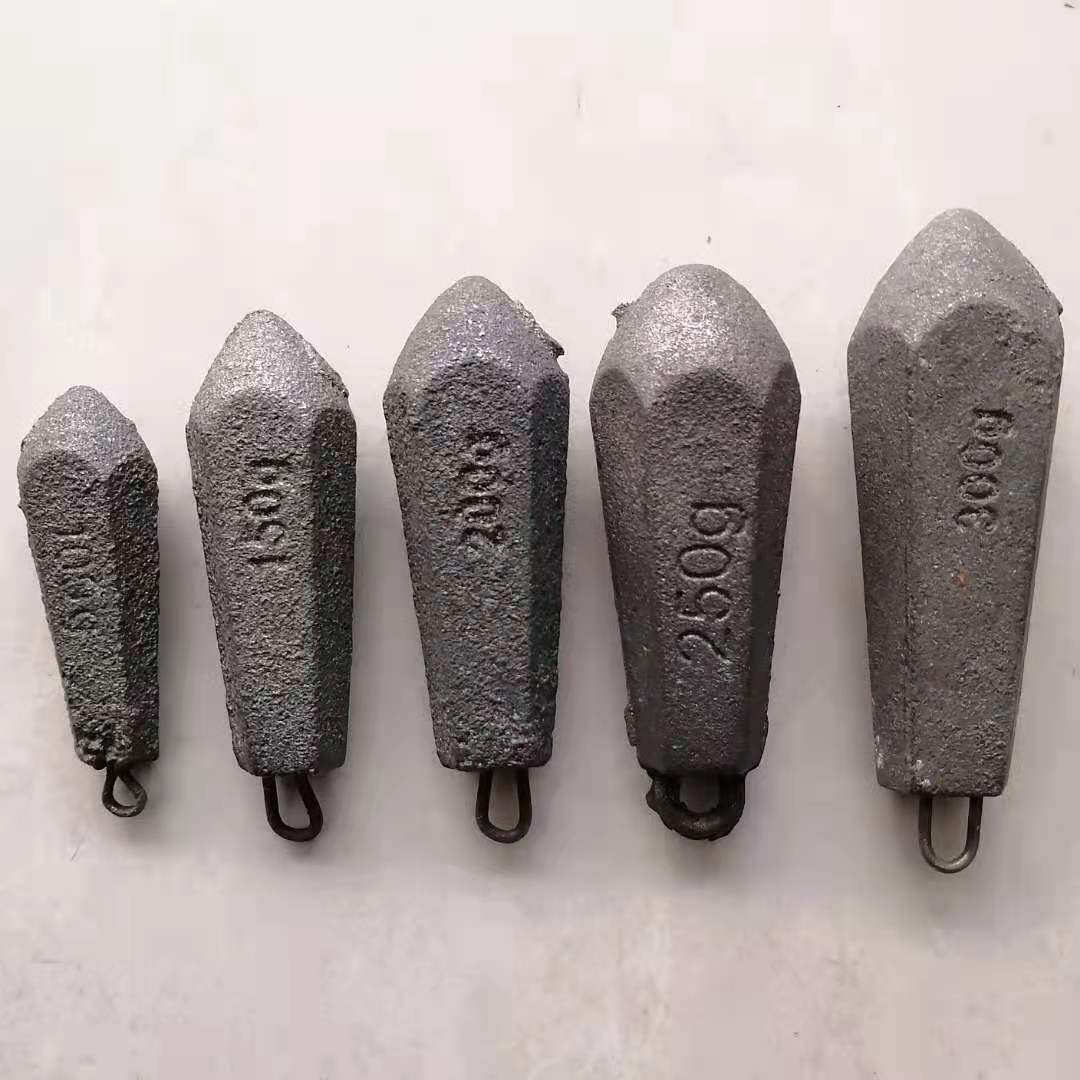 钓鱼配件海钓铁坠水滴六棱铁坨钓鱼铁坠250克带鼻铁坠铸铁鱼坠