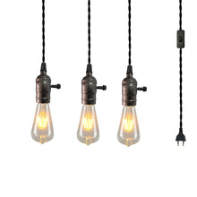复古工业风吊灯创意个性多头一拖三美式咖啡厅餐厅灯插头线小吊灯