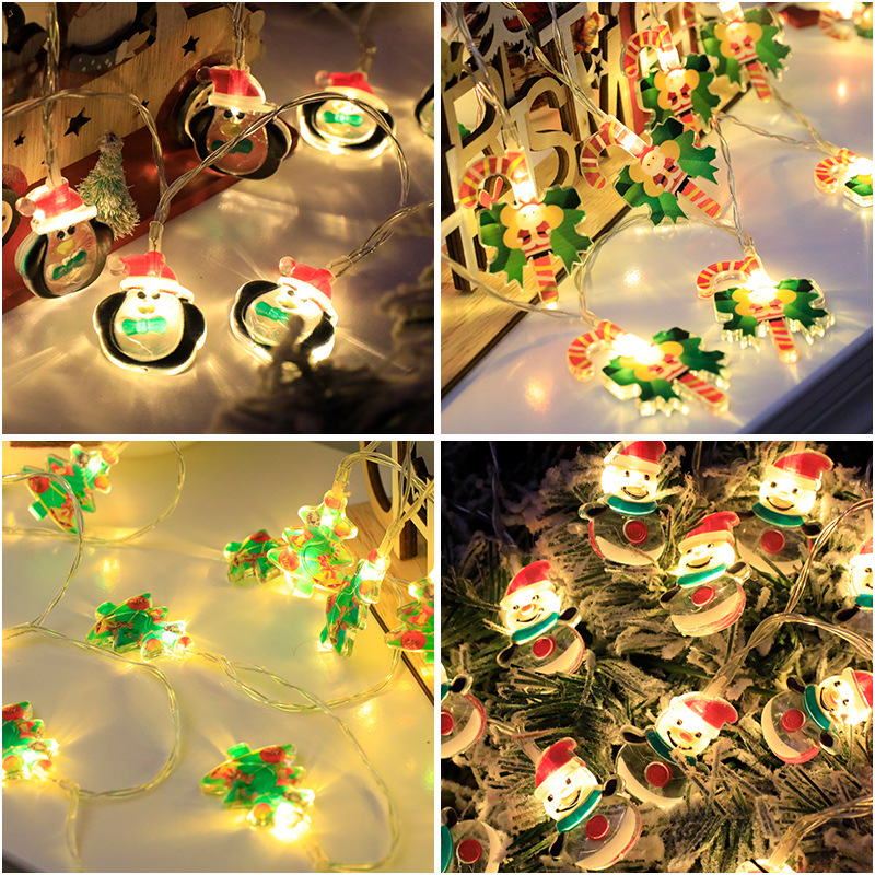 christmas string light led christmas tree elderly snowman crutches holiday decorative lights five-pointed star round ball atmosphere colored lights