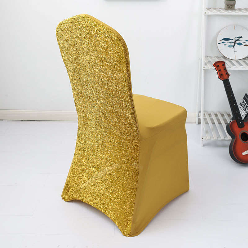 Bright Silk Stitching Chair Cover Cross-Border Wedding Banquet One-Piece Chair Cover Elastic Shiner Chair Covers Cover Seat Cover Hotel Stool