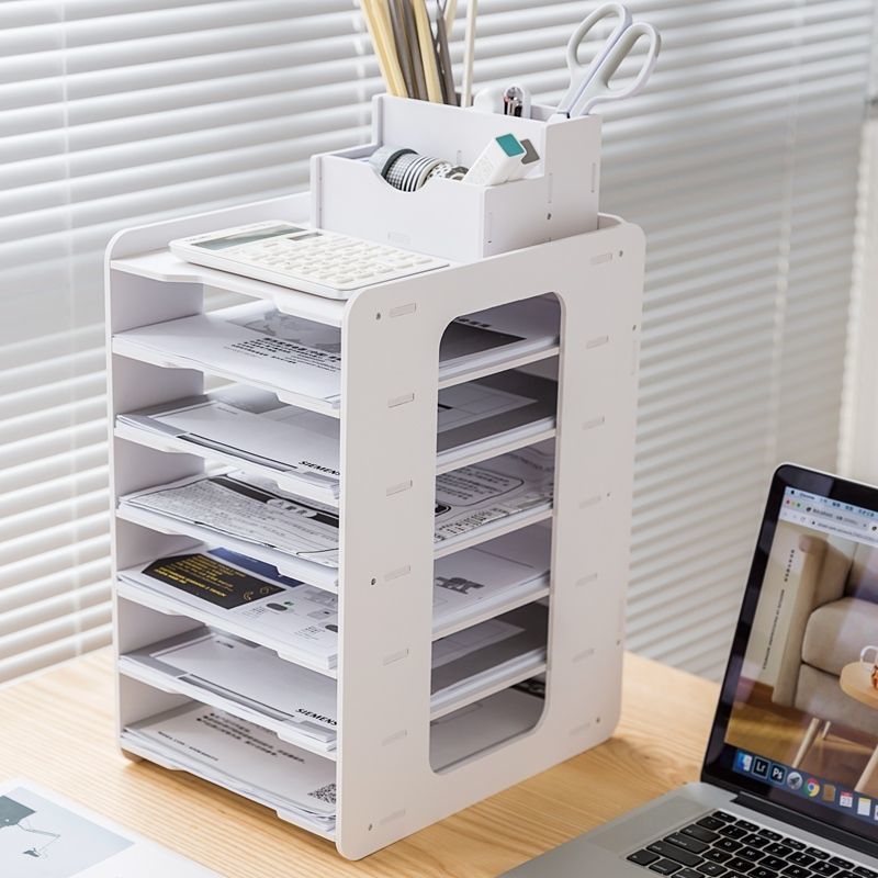 multi-layer file shelf storage document rack desktop creativity office classification supplies storage rack a4 paper horizontal layered rack