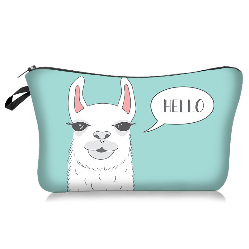 Foreign Trade New Cartoon Unicorn Alpaca Series Cosmetic Bag Handheld Storage Wash Bag Lazy Portable