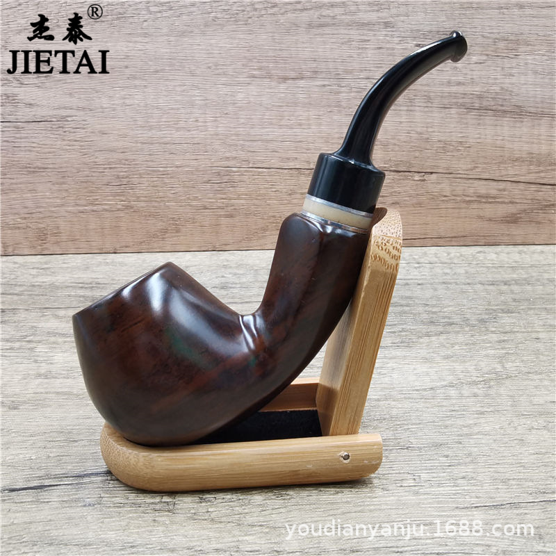 个性实木黑檀过滤旱烟斗 复古可拆卸清洗循环型旱烟袋 老式烟袋锅