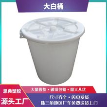 批发食品塑料桶白色加厚蓝色食品级大白桶现货圆形100升水桶带盖