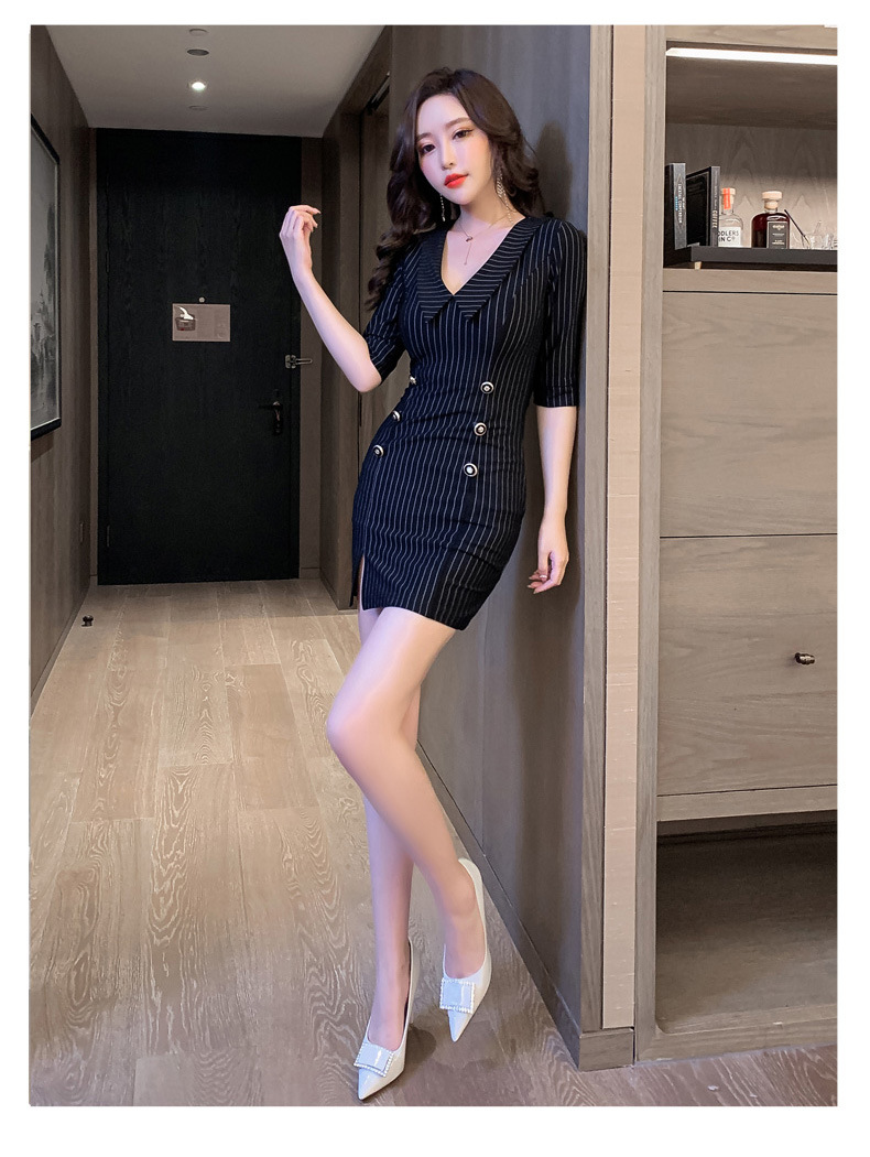 夜店女装气质夜场技师工作服低胸紧身包臀裙夜总会性感连衣裙3833