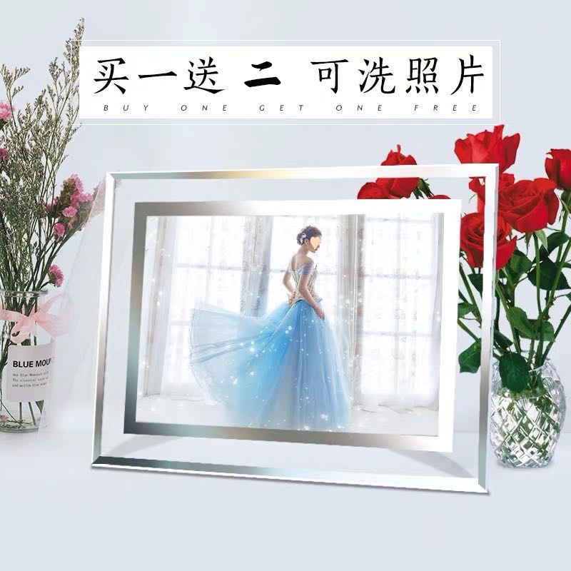 买一送二水晶玻璃相框摆台5寸6寸7寸8寸10寸4免费洗照片-阿里巴巴