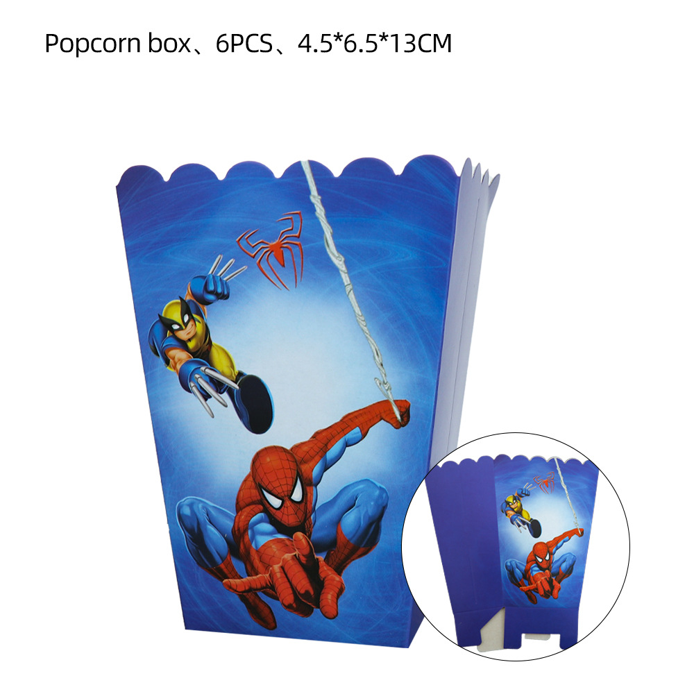 Cross-Border Spot Spider-Man Theme Birthday Paper Pallet Paper Cup Tissue Knife, Fork and Spoon Party Decoration Tableware Supplies Set